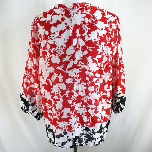 Tommy Bahama Sunset Vista 3/4 Sleeve Top Womens Size L Red Black Silk Blend NEW - Picture 5 of 7